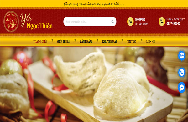 mẫu thiết kế website yến ngọc thiên